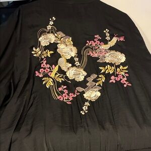 Embroidered Black Blazer with Floral Design